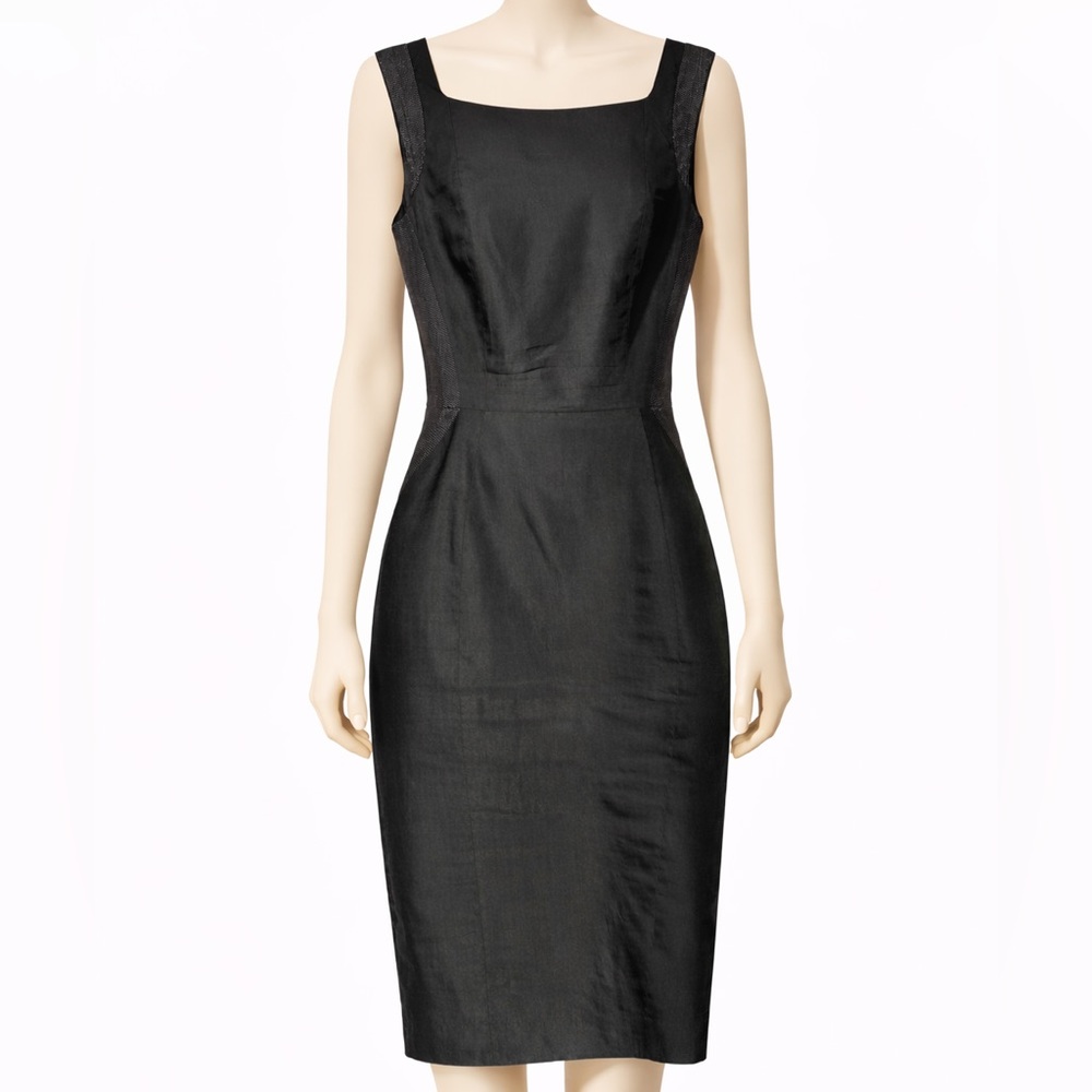 Judith & Charles Black Linen Blend Sheath Dress with Special Detailing